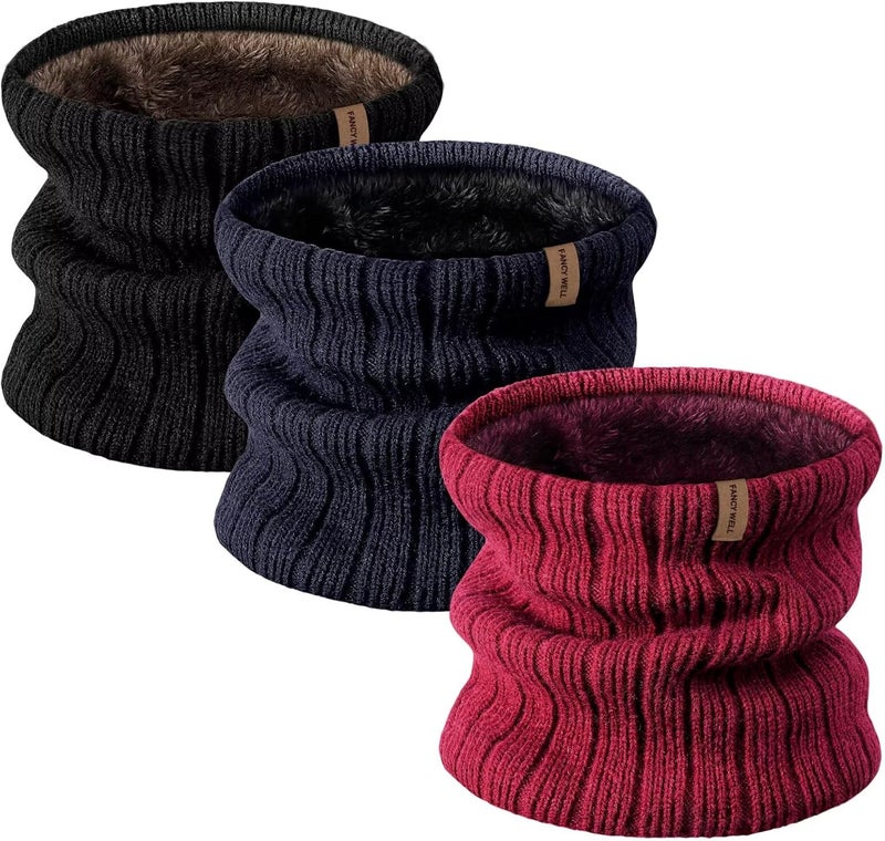 FANCY WELL Winter Neck Gaiter for Men – 3 Pack Ski Neck Warmer, Fleece Face Mask Cover, Cold Weather Neck, Neck Warmers - Image 1